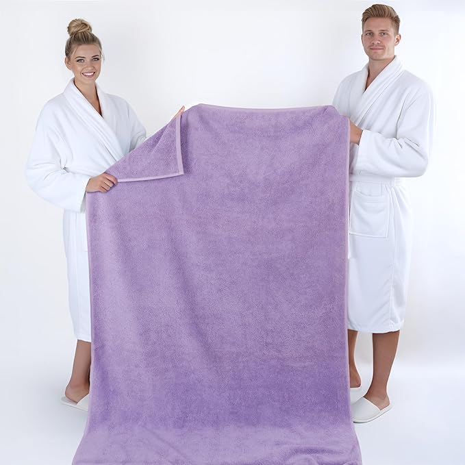 American Soft Linen 100% Cotton 600 GSM Turkish 40x80 Oversized Bath Towel Sheet, Extra Large Adult Towels for Bathroom, Lilac Bath Sheet