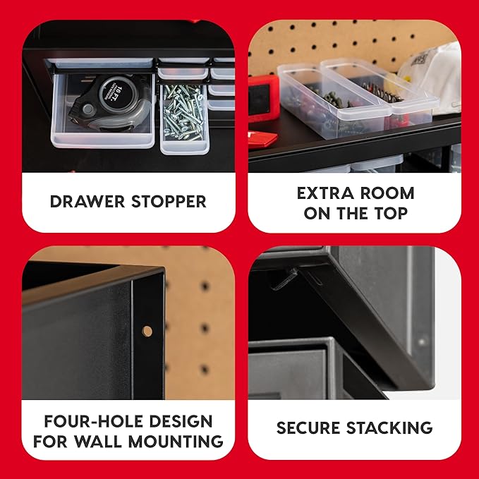 IRIS USA Small Parts Storage Cabinet, Made in USA, 36-Drawer Organizer for Hardware, Electronics, Screws, Nuts & Bolts, Beads, Craft Supplies, Teacher Toolbox, Garage & Workshop Storage – Black