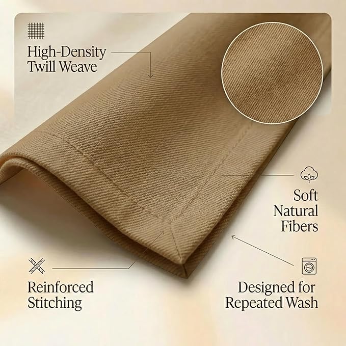 Accent Home 100% Cotton Napkins, Delicate Cloth Napkins for Dinners, Parties and Weddings，18 x 18 Inch Set of 6 - Brown