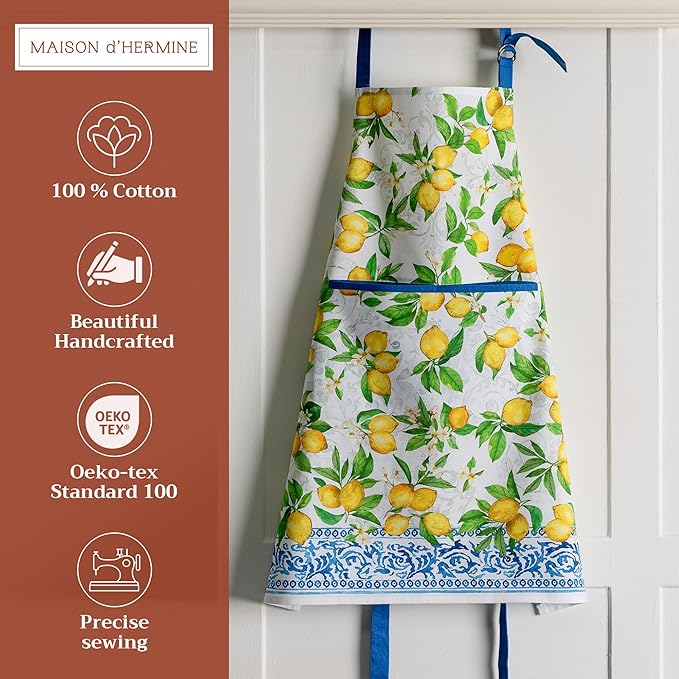 Maison d' Hermine 100% Cotton Apron for women with Pocket Kitchen Chef Apron for Men Cooking Mothers Day Gifts
