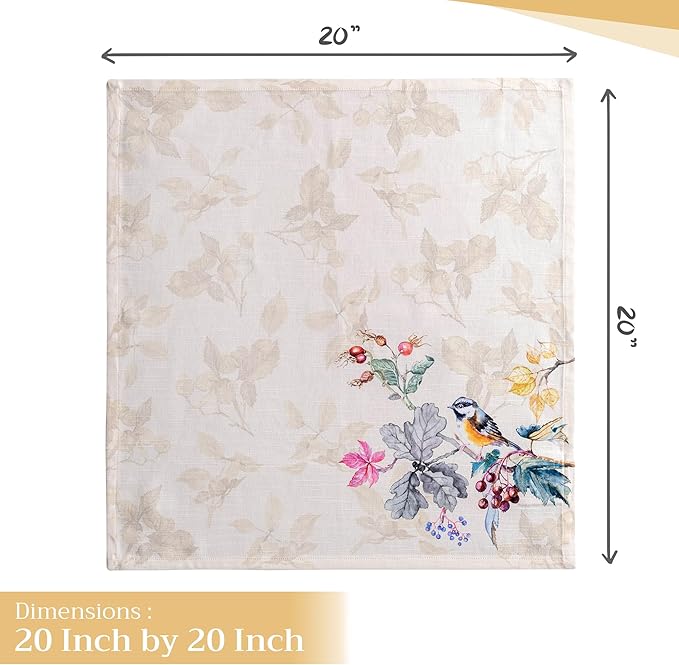 Maison d' Hermine Cloth Napkins Set of 4 100% Cotton for Thanksgiving Christmas Decorations Everyday Reusable Square Fall Napkins Cloth Washable Dinner Party (Equinoxe - Beige, 20"x20")