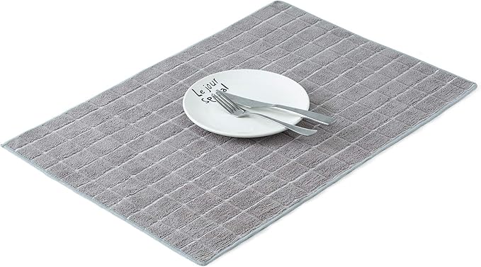 Microfiber Dish Towels - Soft, Super Absorbent and Lint Free Kitchen Towels - 8 Pack (Lattice Designed Gray Colors) - 26 x 18 Inch