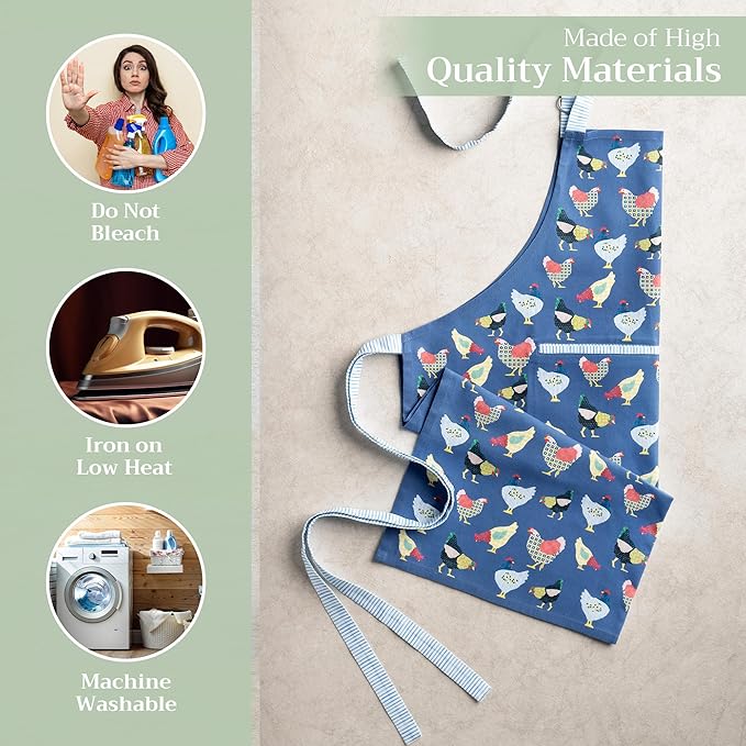 Maison d' Hermine 100% Cotton Apron for women with Pocket Kitchen Chef Apron for Men Cooking Mothers Day Gifts