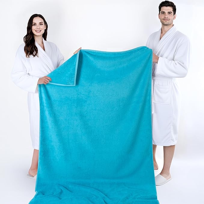 Cotton Paradise 100% Cotton 40x80 Oversized Bath Sheet, Extra Large Turkish Bath Towels for Bathroom, Aqua Blue Bathsheet