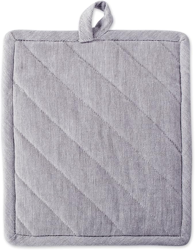 DII 100% Cotton Solid Chambray Kitchen Set, Potholders, Gray, 2 Piece
