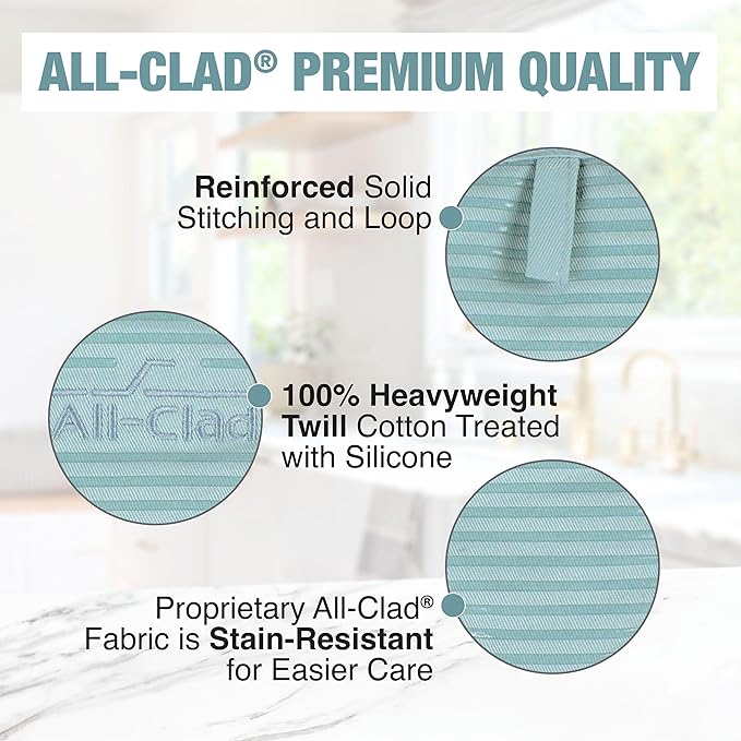 All-Clad Premium Pot Holder & Hot Pad: Heat Resistant up to 500 Degrees - 100% Cotton, 10"x6.25" Hot Pad for Kitchen and Barbeque, 1-Pack, Rainfall