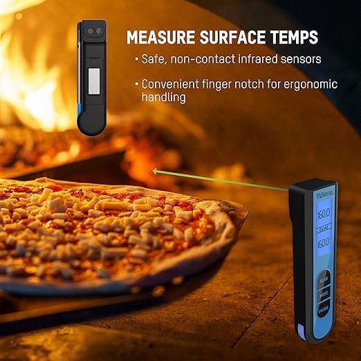 Taylor TruTemp Dual Instant Read Infrared Meat and Food Thermometer, Digital for Cooking, IPX5 Splash Proof Design, Plus Meat Probe for BBQ, Kitchen, Smoker, and Grilling, Blue