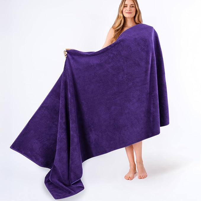 American Soft Linen 100% Cotton 600 GSM Turkish 40x80 Oversized Bath Towel Sheet, Extra Large Adult Towels for Bathroom, Purple Bath Sheet