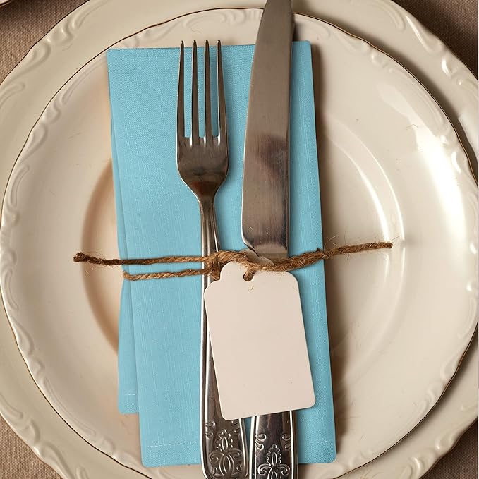 Urban Villa Easter Dinner Napkins Solid Slub Set of 6 Aqua Color Dinner Napkins Over Sized 20X20 in Cloth Napkins Cotton Cloth Napkins Premium Quality with Mitered Corners Ultra Soft DinnerNapkins