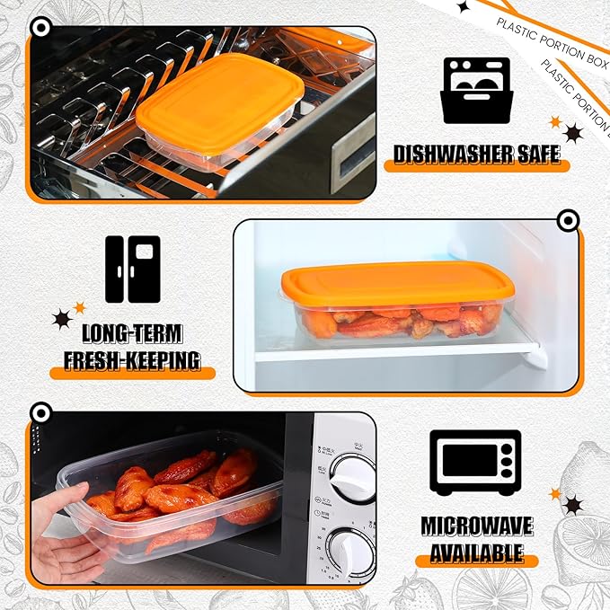 Qinyoung 18 Pcs 33 Oz/ 4 Cups Plastic Food Storage Containers with Lids Portion Box Sets with Cover Stackable Plastic Containers with Lids Microwave Freezer Dishwasher Safe (Orange)