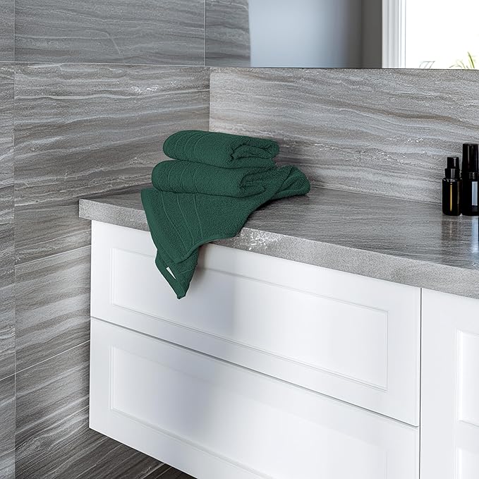 Tens Towels Pack of 6 Hand Towels, 100% Cotton, Lighter Weight, Quick to Dry, 16 x 28 Inches, Super Soft & Absorbent, Perfect for Bathroom & Kitchen (Hunter Green)