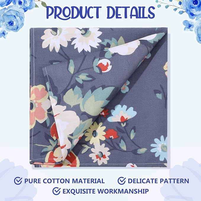 Tudomro 24 Pcs Cotton Cloth Napkins 15 x 15 Inch Floral Dinner Napkins Washable Home Decor for Spring Summer Family Dining Cocktail Parties Wedding Party Dish Plates,12 Styles
