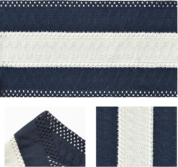 Artoid Mode Dark Blue Farmhouse Rustic Table Runner, Seasonal Hollow Kitchen Dining Table Decoration for Home Party Decor 12x90 Inch