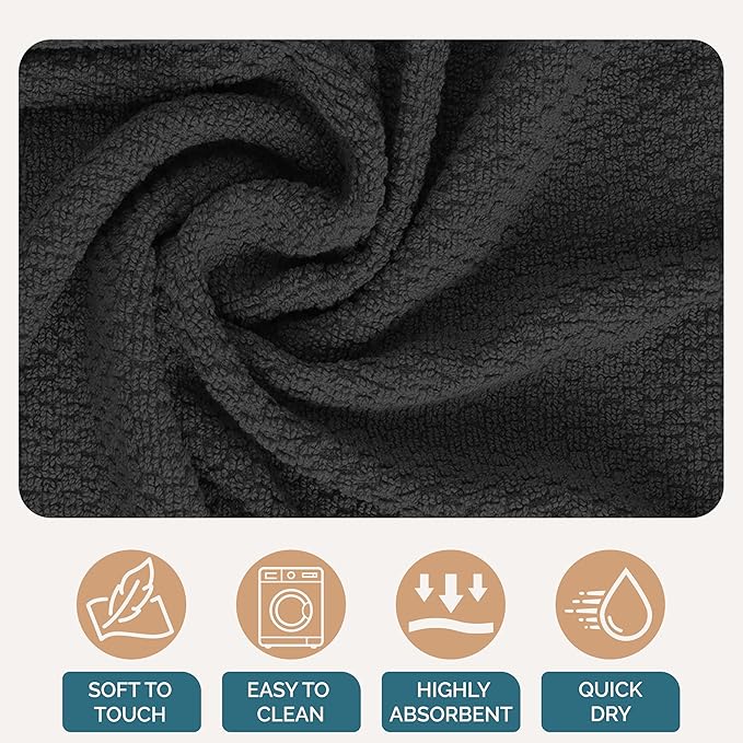 Casa Platino 8PC Cotton Kitchen Towels, 16"x26", Summer Grey Kitchen Towels