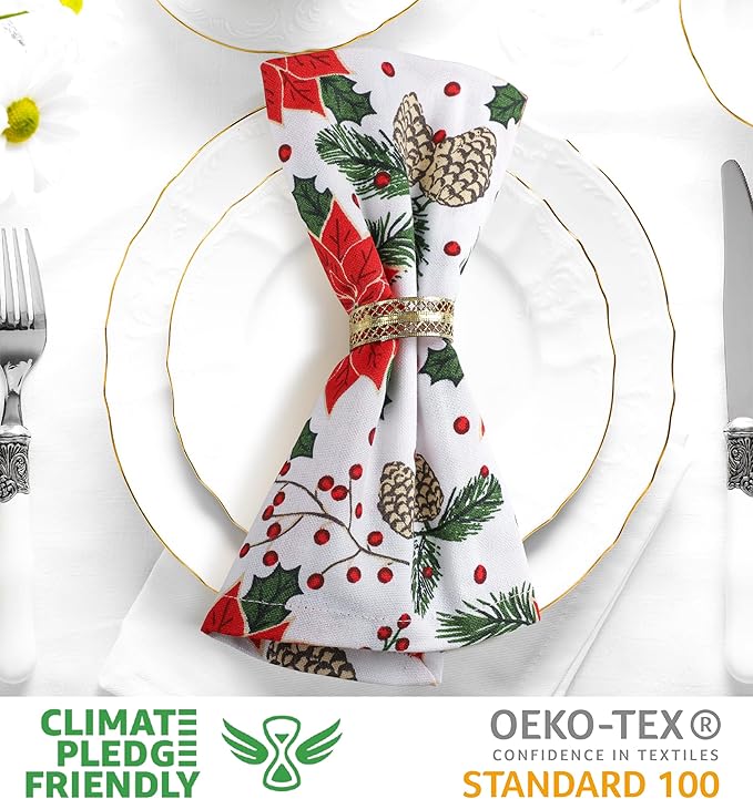 Urban Villa Cloth Napkins Set of 12(20x20)100% Cotton Dinner Napkins Cloth Washable Soft Durable Reusable Absorbent Napkins Ideal for Farmhouse Parties Hotel Lunch Restaurant Dinner Napkins-Pine Cone