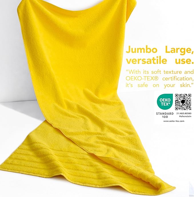 American Soft Linen 35x70 Jumbo Large Bath Towel, 600 GSM 100% Cotton Turkish Bath Sheet, Oversized Luxury Bath Towel for Bathroom Beach and Pool, Yellow