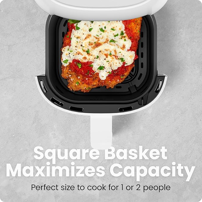 CHEFMAN 2 Qt Mini Air Fryer – Digital Space-Saving Compact Air Fryer with Nonstick and Dishwasher Safe Basket, Quick & Easy Meals in Minutes, Features Digital Timer and Shake Reminder – White
