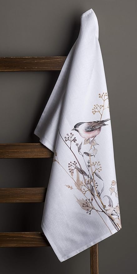 Maison d' Hermine Kitchen Towels Set of 3 100% Cotton 27.50" x 20" Reusable Cloth Dish Towels Absorbent with Hanging Loop for Kitchen Gifts for Mothers Day Spring/Summer (Meadow Florals - Brown)
