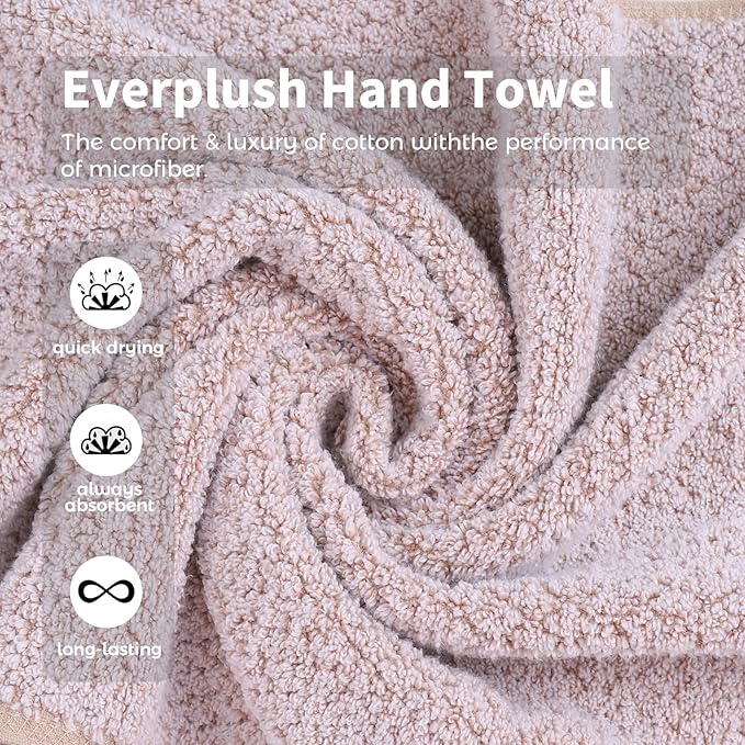 Everplush 4-Piece Premium Hand Towel Sets: Super-Soft, Highly Absorbent & Quick Drying Bathroom Towels – Versatile for Hotel, Bathroom, Shower, Spa, 16x30 Inches(Brown, 16" x 30")