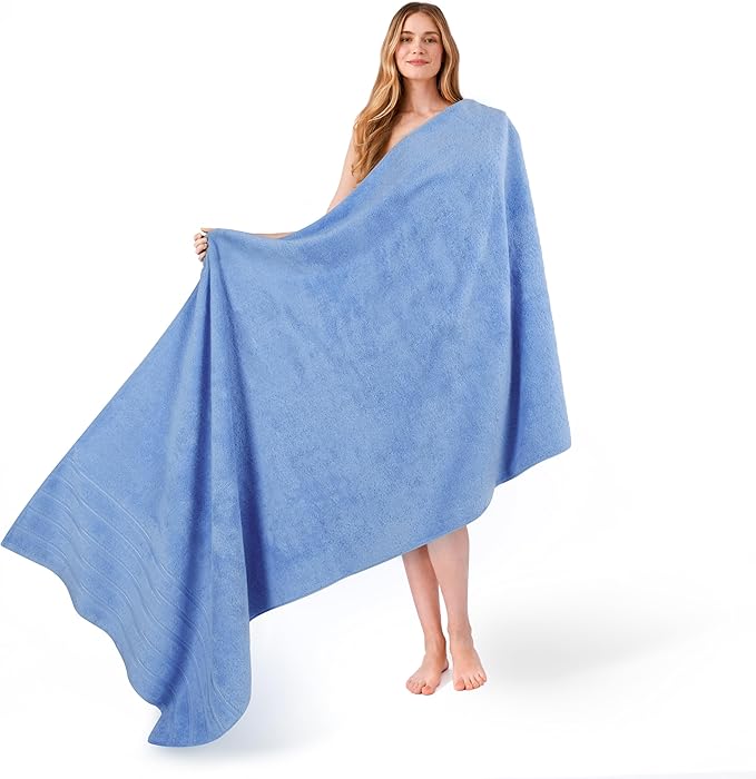 American Soft Linen 35x70 Jumbo Large Bath Towel, 600 GSM 100% Cotton Turkish Bath Sheet, Oversized Luxury Bath Towel for Bathroom Beach and Pool, Sky Blue
