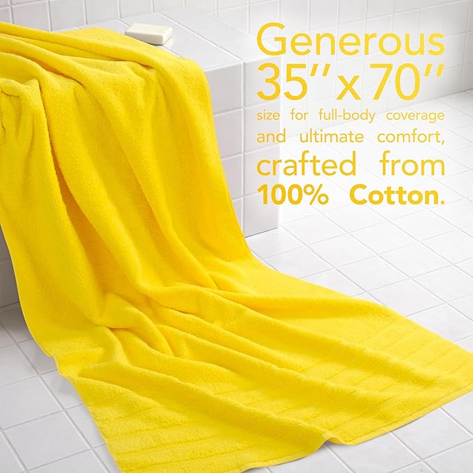 American Soft Linen 35x70 Jumbo Large Bath Towel, 600 GSM 100% Cotton Turkish Bath Sheet, Oversized Luxury Bath Towel for Bathroom Beach and Pool, Yellow