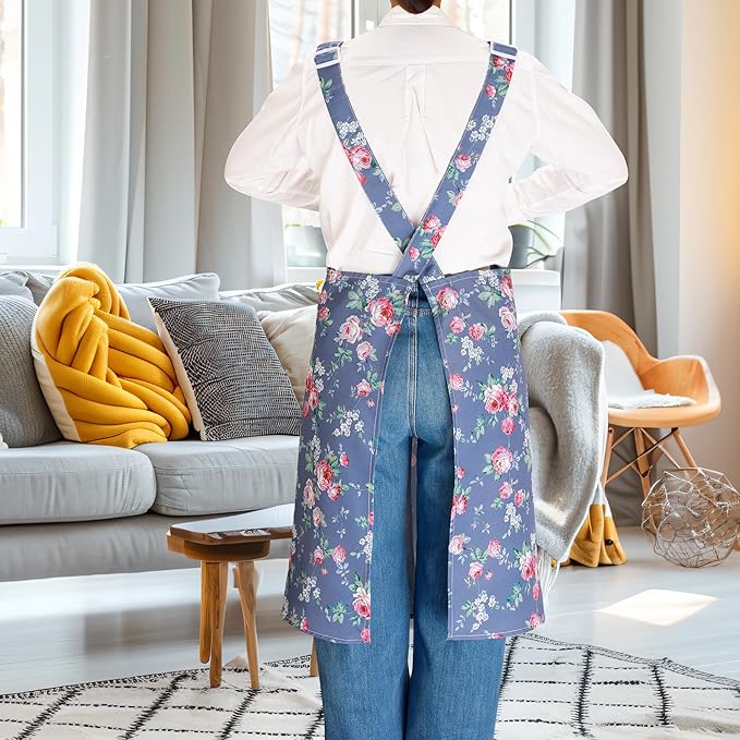 NEOVIVA Kitchen Aprons for Women with Pockets,Cooking Aprons for Women,Vintage Apron for Baking Gardening,Gifts for Mothers