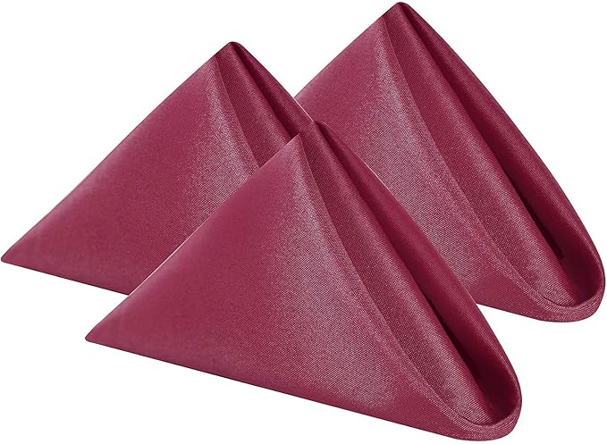 Cloth Napkins 17x17 inch Washable Polyester Dinner Napkins Soft Table Napkins for Wedding Party Dining Banquet(Burgundy,50PCS)
