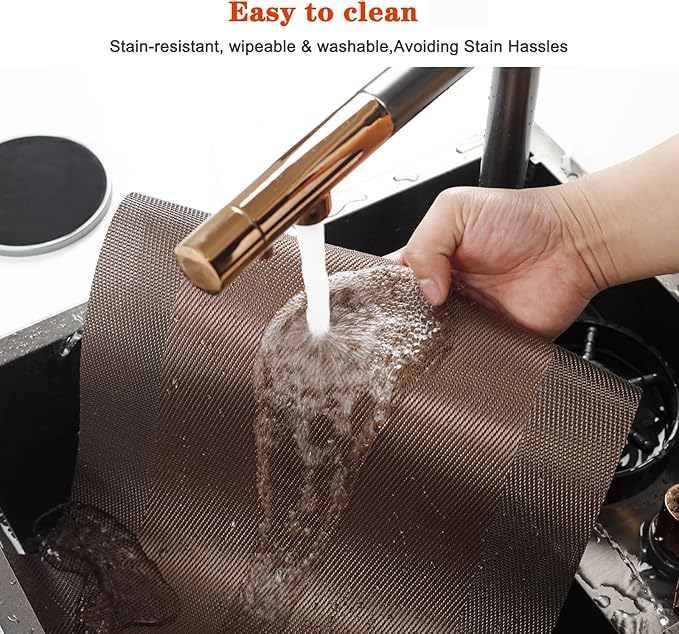 Placemats Set of 4,Washable,Heat and Stain Resistant Indoor/Outdoor Place mats,Vinyl Woven Non Slip Table Mats for Restaurant Table Protection,PVC Placemats(Brown,4PCS)