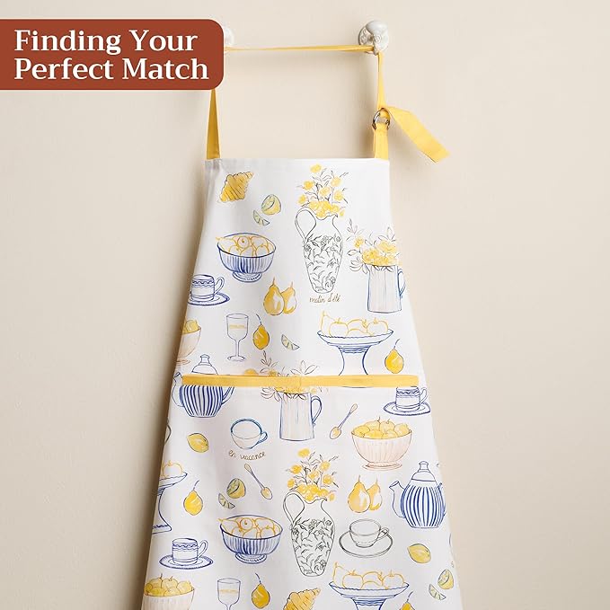 Maison d' Hermine 100% Cotton Apron for women with Pocket Kitchen Chef Apron for Men Cooking Mothers Day Gifts