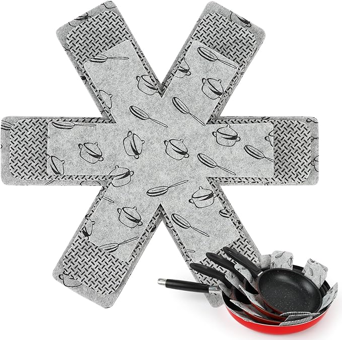 BYKITCHEN Pot and Pan Protectors for Stacking, Set of 9 & 3 Sizes, Felt Pan Separators Dividers Pads for Space Saving, Pot Protectors for Stacking and Protecting Your Cookware
