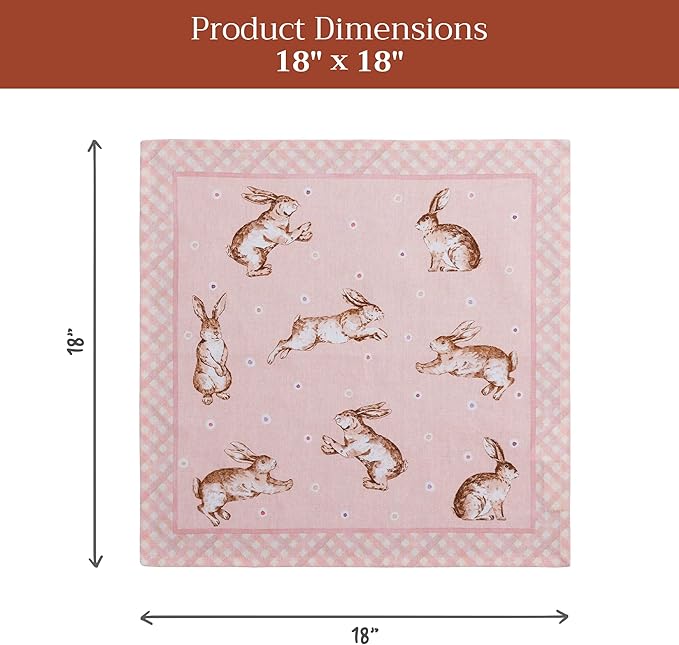 Maison d' Hermine Cloth Napkins Set of 4 100% Cotton Everyday Reusable Square Napkins Cloth Washable Dinner Party Wedding Restaurant Gifts for Mothers Day Spring/Summer (Easter, 18" x 18")