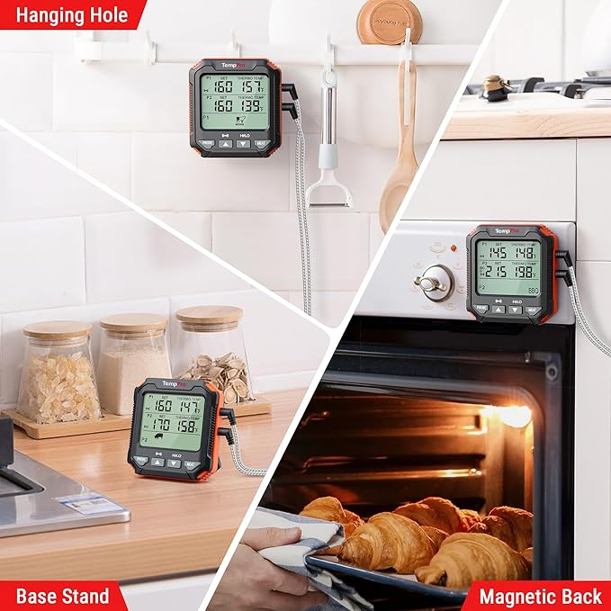 TempPro TP717 Digital Meat Thermometer, Backlit Grill Thermometer Meat Thermometer Oven Safe with 2 Meat Probes, Food Thermometer for Cooking with Temp Alert for Smoker, BBQ(Previously ThermoPro)