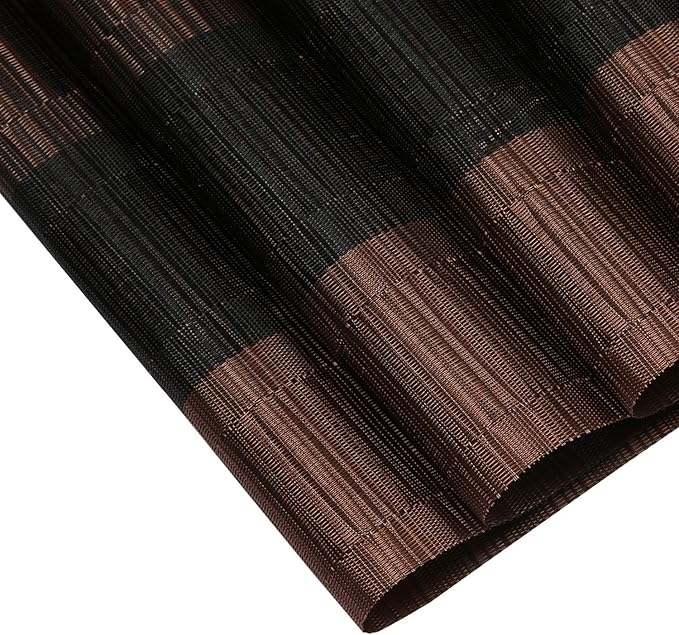 SHACOS Table Runners Woven Vinyl PVC Table Runner 12 x 36 inch Wipe Clean Bamboo Weave Countertop Table Decor Mats Indoor Outdoor, Ombre Coffee Black