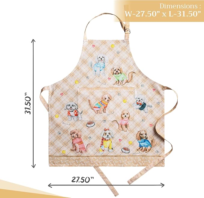 Maison d' Hermine 100% Cotton Apron for women with Pocket Kitchen Chef Apron for Men Cooking Mothers Day Gifts