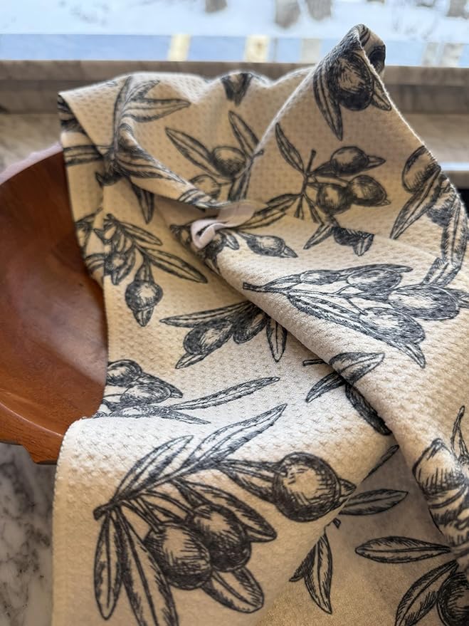 || 3 Pack|| Double Sided Dish Towels || Waffle Weave Microfiber || Highly Absorbent || Hanging Loop || Dish Cloths || Modern || Designer Prints || Lights (Gray)