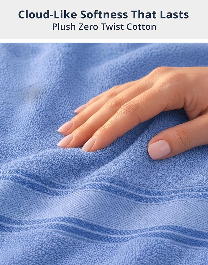 LANE LINEN Bath Sheet - Zero Twist - 4 Pack (35"x66") Towels - Soft & Super Absorbent - Hotel Collection Oversized Bath Towel Sets - Upgrade Your Daily Routine to a spa-Like Retreat - Cerulean Blue