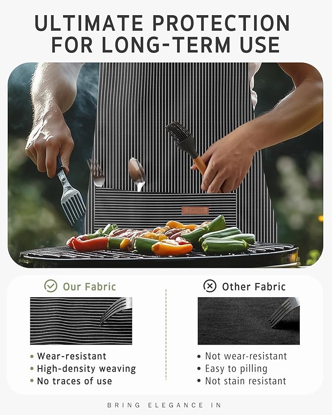 Syntus Apron for Men Women, Adjustable Cooking Kitchen Chef Aprons with 2 Pockets, Cotton/Polycotton/Polyester