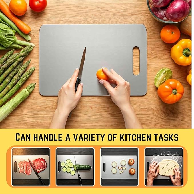 Titanium Cutting Board, 100% Pure Titanium Cutting Boards for Kitchen – Non Stick, Food-Grade, Hygiene & Durability Chopping Mat, Double Sided Chopping Board, Dishwasher Safe (17.7 x 11.8 inch)