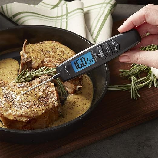Taylor Digital Turbo Instant Read Thermocouple Meat Food Grill BBQ Cooking Kitchen Thermometer, Folding Probe, Black (Pack of 12)
