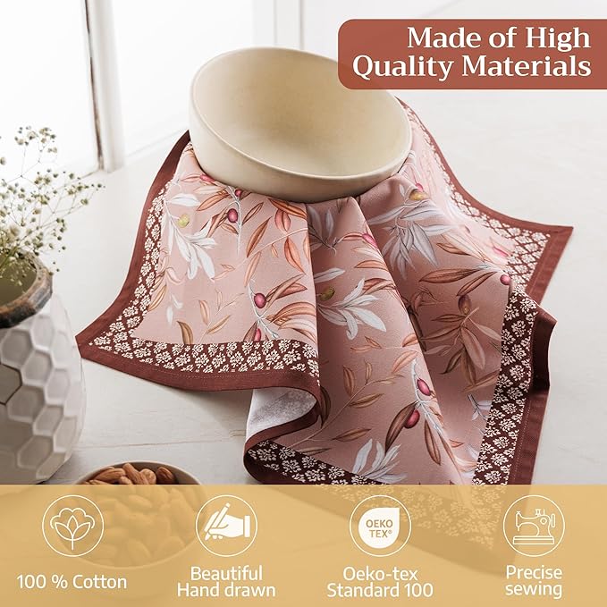 Maison d' Hermine Cloth Napkins Set of 4 100% Cotton Everyday Reusable Square Napkins Cloth Washable Dinner Party Wedding Restaurant Gifts for Mothers Day Spring/Summer (Nyons, 18" x 18")