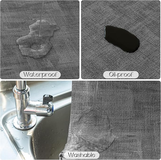 Romanstile Vinyl Placemats Set of 4-12x17 Inch, Reversible Waterproof Washable Non Slip Table Mats, Faux Leather Heat Resistant Wipeable Table Placemats for Dining/Party/Indoor/Outdoor, Dark Grey