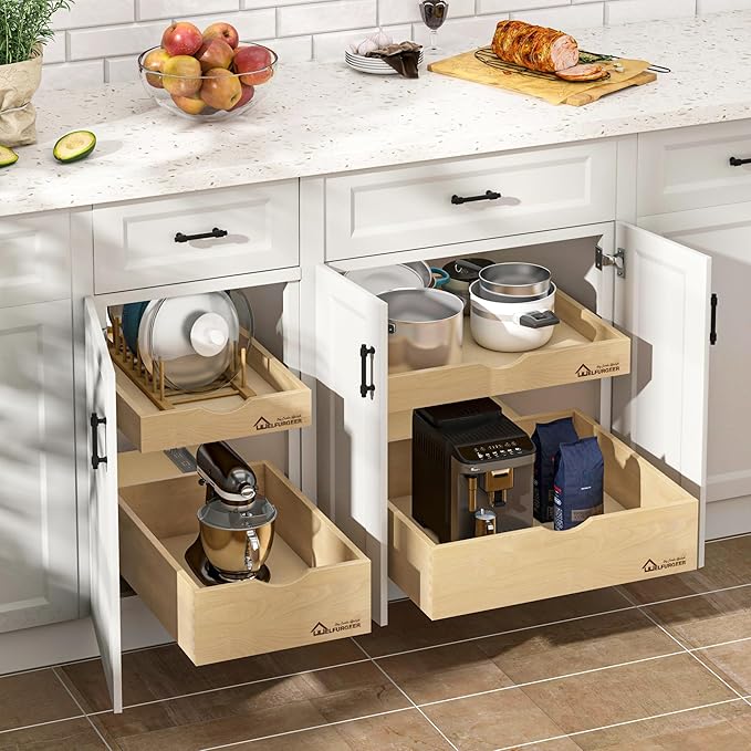 WelFurGeer Soft Close Pull Out Drawers for Kitchen Cabinets, 26" W x 21" D Pull Out Cabinet Organizer, Cabinet Drawers Slide Out, Slide Out Drawers for Kitchen Cabinets, Cabinet Pull Out Shelves