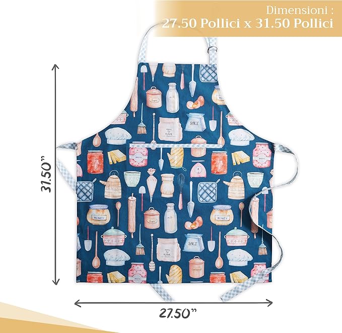 Maison d' Hermine 100% Cotton Apron for women with Pocket Kitchen Chef Apron for Men Cooking Mothers Day Gifts