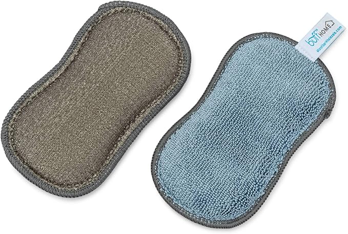 Microfiber Wholesale Sponge for Kitchen (6 Pack) - Suction Cup Hook Included, Reusable, Washable Dish Sponges with Scrubber, Refills, Scrubbing Side, Non-Scratching, Multi-Purpose, Scouring