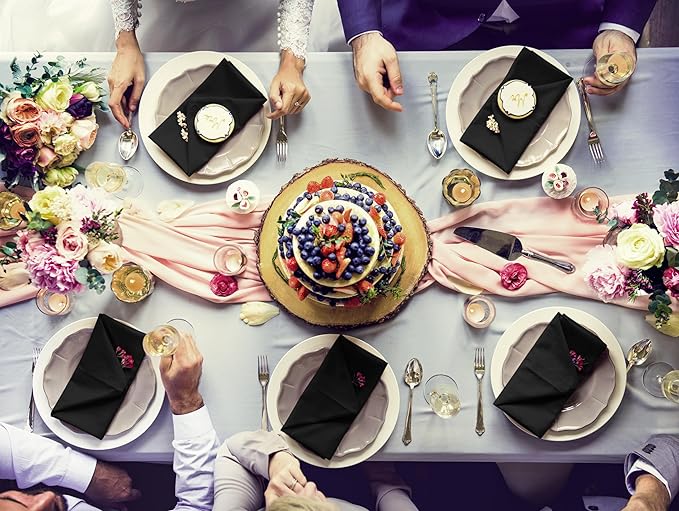 Utopia Home Black Cloth Napkins (12 Pack, 17x17 Inches), Ideal Dinner Napkins for Party, Wedding and Lunch/Dinner