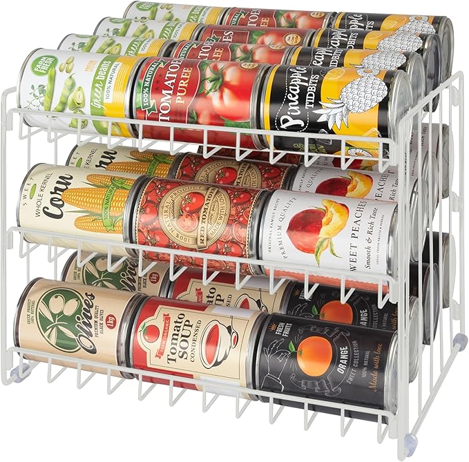 Kitchen Details 3 Tier Can Storage Organizer Rack in White