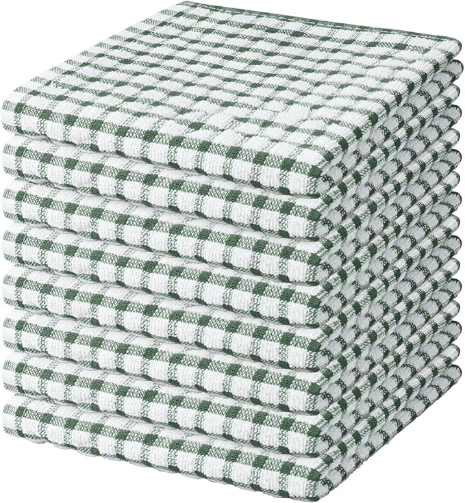 Nialnant 8 Pcs Kitchen Dish Rags,100% Cotton Kitchen Towels Soft Absorbent Quick Drying Dish Cloths for Washing Dishes,Cleaning rags-11 x 11In Dark Green