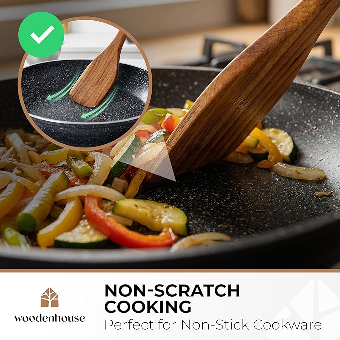 Wooden Spoons for Cooking – 13 Pcs Premium Teak Wooden Utensil Set - Durable, Safe for Nonstick Cookware, Easy to Clean & Heat Resistant Kitchen Utensils Set Wood with Ergonomic Handles