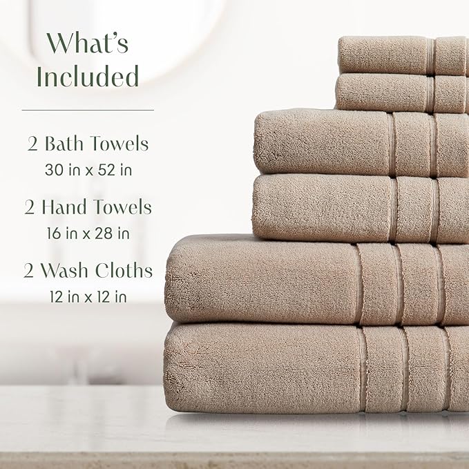 Springtree Home Luxury Turkish Cotton Bath Towels Set | 100% Turkish Cotton | Premium Bath Towels | Ultra Soft Thick Plush & Highly Absorbent | Luxury Hotel & Spa Bathroom Towels | Cobblestone