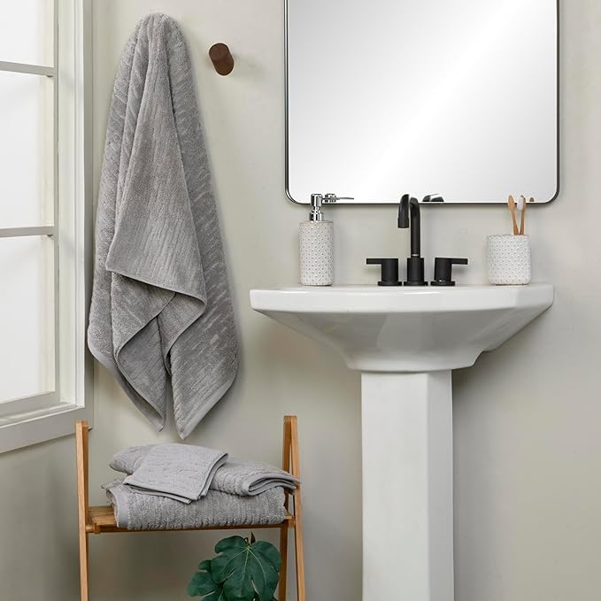 SKL Home CloudSoft Cotton Luxury 4 Pc Wash Set for Bath & Gift, Gray